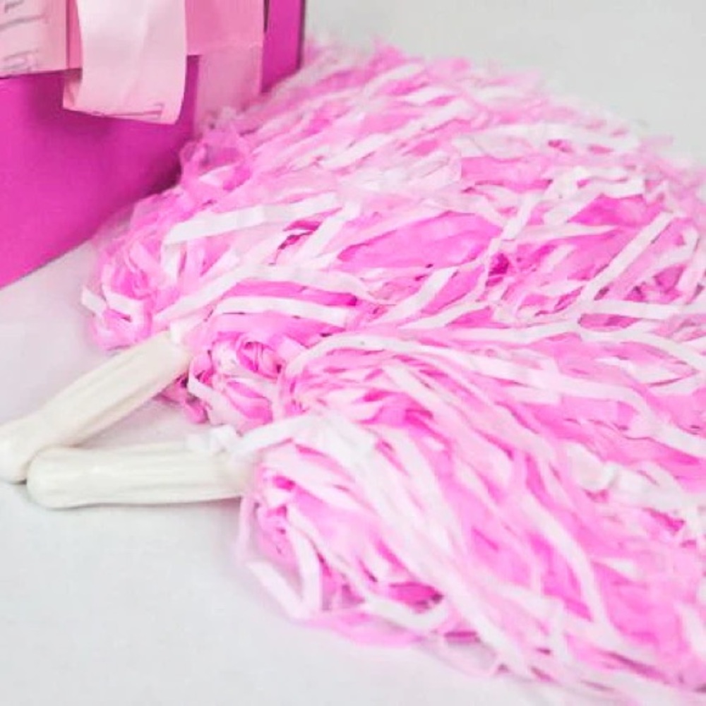 Pink and White Cheerleading Pom Poms
